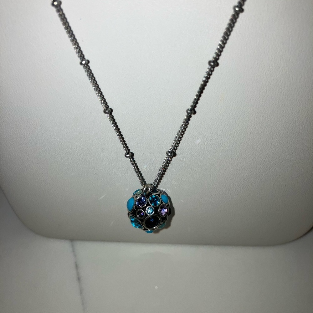 🪩 FOSSIL Multicolored Rhinestone Disco Ball Pendant Necklace 🪩 - Picture 3 of 13